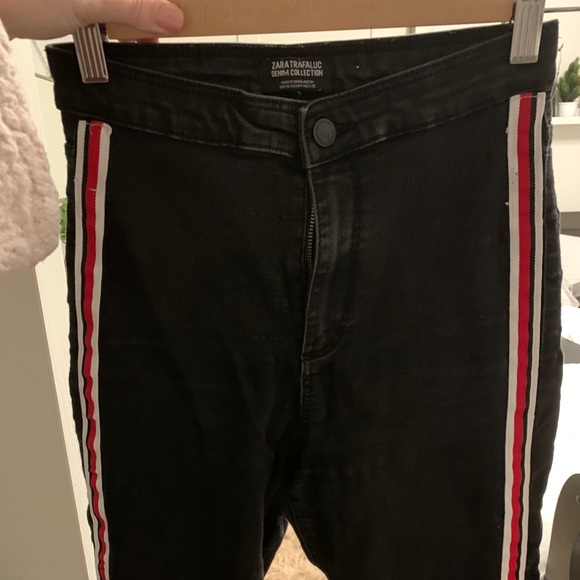 ZARA high rise jeggings with red side stripe - Picture 2 of 3